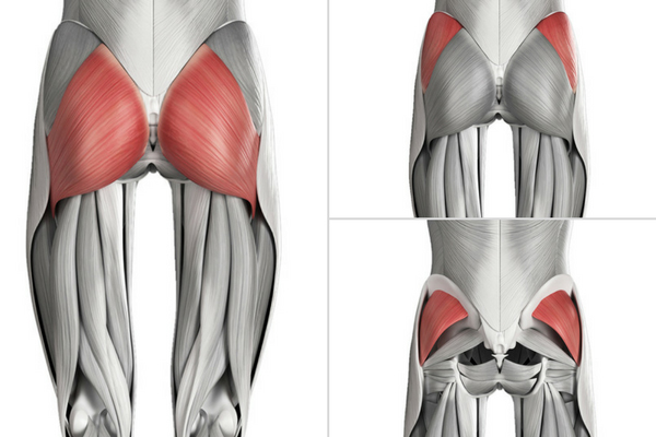 Большая, средняя, малая ягодичные мышцы формирующие форму попы